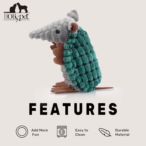 Hollypet Armadillo Squeaky Puppy Dog Toys for Small Medium Dogs, 6"