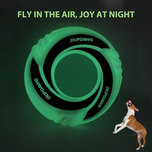 SKIPDAWG Dog Flying Disc Tug Toy, Glow Dog Fetch Toy for Outdoor Play