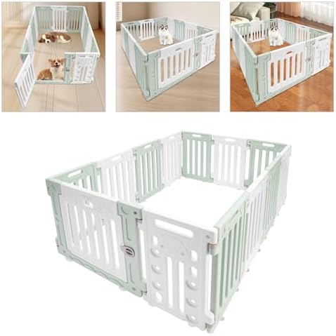 Dog Playpen with Door, 11-Panel Pet Playpen with Non-Slip Suction, 53.5 X 40.5 X 25.6 Inch, Puppy Playpens Dog Play Pen Indoors Pet Safety Fence for Most Puppies, Small, or Medium Dogs Pets Etc