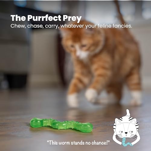 Catstages OrkaKat Wiggle Worm Dental Cat Chew Toy with Catnip, 3.8"