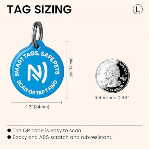 Smart Pet ID Tag with QR Code & NFC – Epoxy Coated Waterproof PVC – Scan or Tap to Access Pet Info – Universal Tag for Dogs & Cats – No App Needed – Update Profile Anytime (Sky Blue)