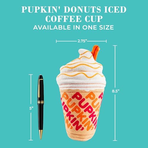 Haute Diggity Dog Pupkin' Donuts Iced Coffee Cup Plush Dog Toy Funny Parody