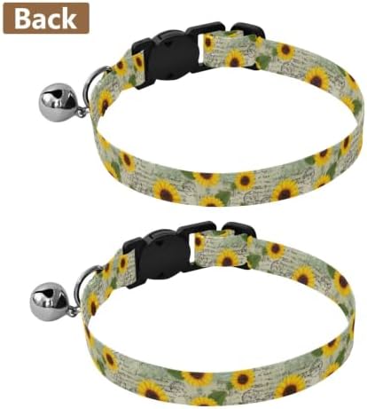 Sunflowers Green Leaf Vintage Easy to Clean Cat Collars 2 Pack Lightweight Small Dog Collar