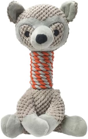 Indestructible Raccoon Plush Squeaky Dog Toy for Aggressive Chewers