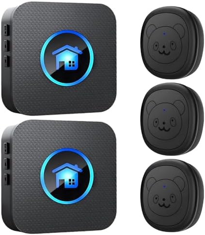 Wireless Dog Doorbell Training System, Smart Pet Communication Bells with 3 Waterproof Touch Transmitters & 2 Receivers, 984ft Range, Easy Installation Dog Potty Training Bells