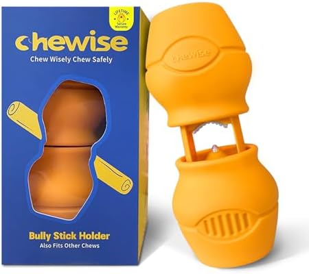 PetClan Chewise Bully Stick Holder for Dogs, Metal Teeth Dog Chew Holder