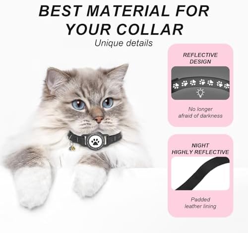 GPS Cat Tracker Collar (iOS & Android), No Month Fee Pet GPS Tracker Black