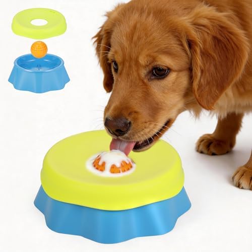 Slow Feeder Dog Bowls for Liquid Treat - Dogs Licking Bowl with Interactive Rolling Ball, Lick and Roll Enrichment Toys for Large Medium Small Breed Dog Cat, Pet Puppy Food Bowl for Yogurt, Bone Broth