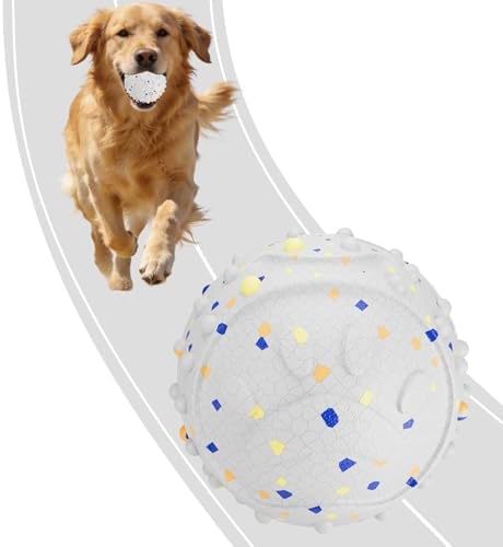Interactive Dog Balls, Durable Motion Activated Automatic Rolling Ball for Aggressive Chewers, Indestructible Dog Toy Ball for Training Dog Catch and Fetch, Large Medium Small Dog (3in, White)