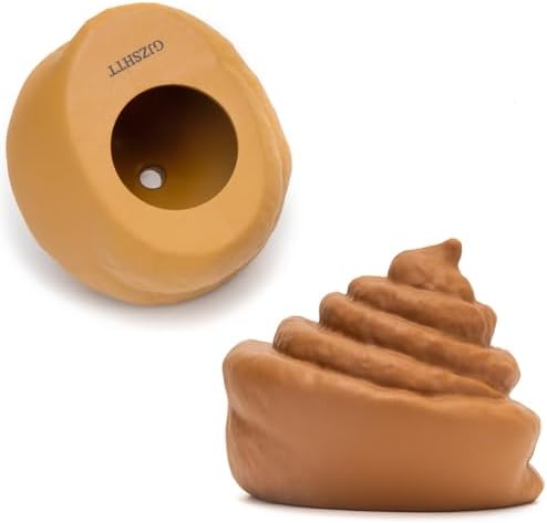 2-Pack Poop-Shaped Durable Dog Chew Toys for Small Medium Large Dogs, Funny Interactive Rubber Dog Toys for Aggressive Chewers Teething, Pranking, Boredom Relief, Mental Stimulation, Adorable Gag Gift