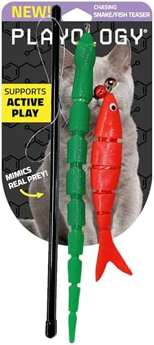 Playology Cat Toys | Interactive Toy Teaser Fish & Snake Cat Toys for Indoor Cats | Toy Made from Non Toxic Materials