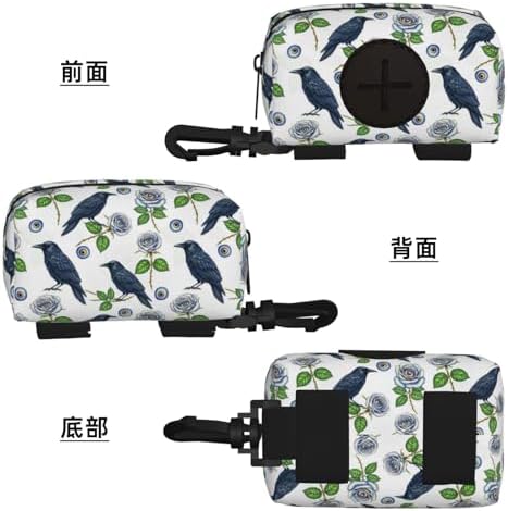 Dog Waste Bag Dispenser Trippy Eye Rose Crow Raven Bird Pet Poop Bags Holder for Doggie Waste Bags for Leash Accessory
