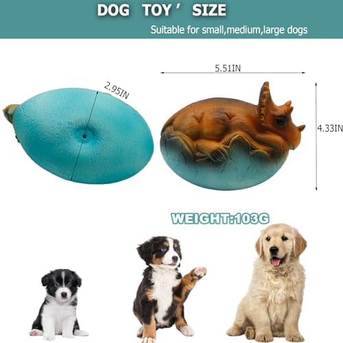 Squeaky Latex Dog Toys,Cute Dinosaur Egg Dog Squeaky Chew Toys for Training,Fetch Interactive Play for Small Medium Large Dogs,5.5inch
