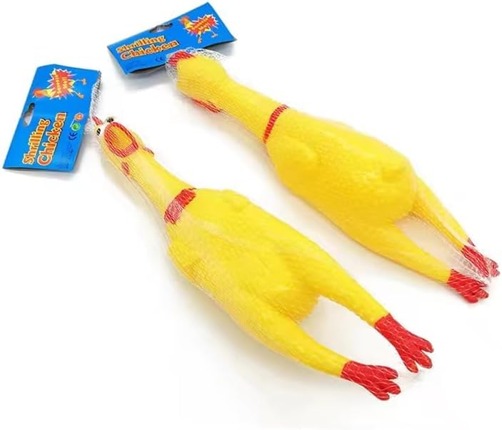 Screamin' Chicken Dog Toy with Squeaker | Durable Rubber | Interactive Fetch & Chew Toy for Small, Medium and Large Dogs | American Owned Small Business