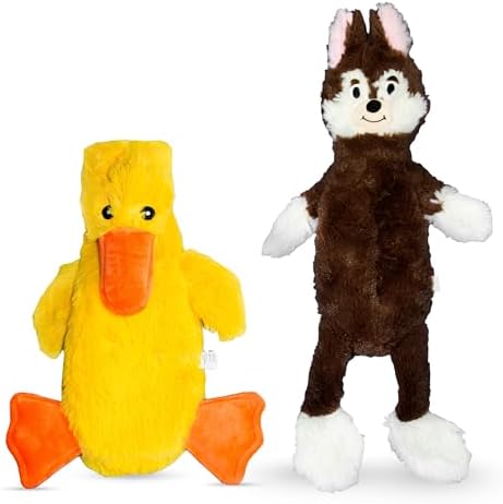 FGA MARKETPLACE Duck-Fox Flat NO Stuffing NO Squeak Plush Dog Toy, Funny Style Will Entertain Your Pet for Hours, Recommended for Small and Medium Dog 21 INCH Long