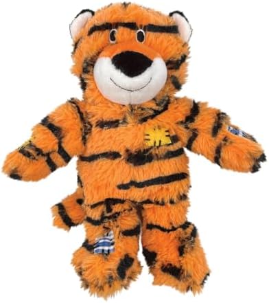 KONG Wild Knots Tiger Dog Toy (Small/Medium) Durable Internal Knotted Rope, Minimal Stuffing for Less Mess – Soft Plush Chew Toy for Dogs