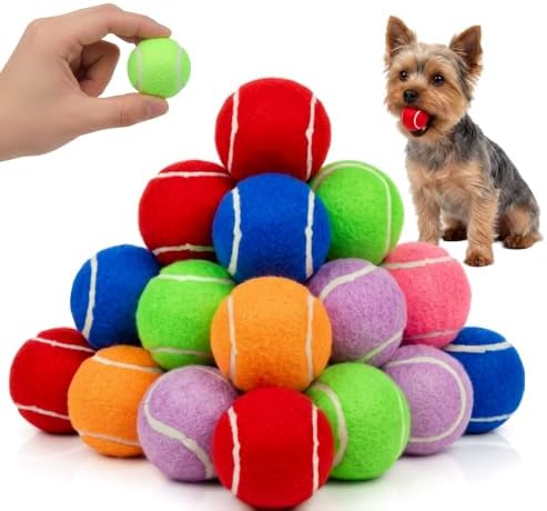 Squeaky Mini Tennis Balls for Small Dogs Puppy - 1.5 Inch - 6 Pack - Dog Toys for Small Dogs, Training Positive Reinforcement, Interactive Fetch Tiny Squeaker Balls for Ball Launcher
