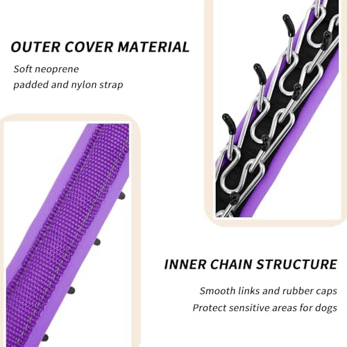 No Pull Martingale Dog Collar for Large Medium Small Dogs, Heavy Duty Nylon Reflective Adjustable Anti Pull Slip Collar with Buckle for Training Walking M Purple