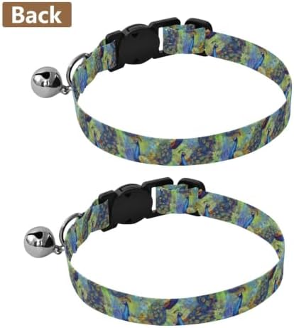 Peacock Feathers Multicolor Easy to Wear Pet Collar 2 Pack Collar for Cats