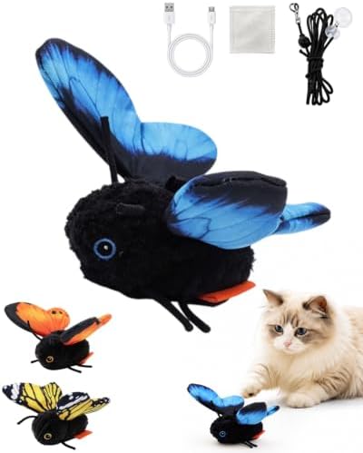 Smart Sensing Flapping Butterfly Toy for Cats