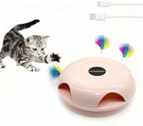 Interactive Whack-a-Mole Cat Toy — Automatic Mushroom Feather Pop-Up Play Toy for Cats, Cognitive Stimulation & Exercise, Durable Pet Entertaining Game (Pink)