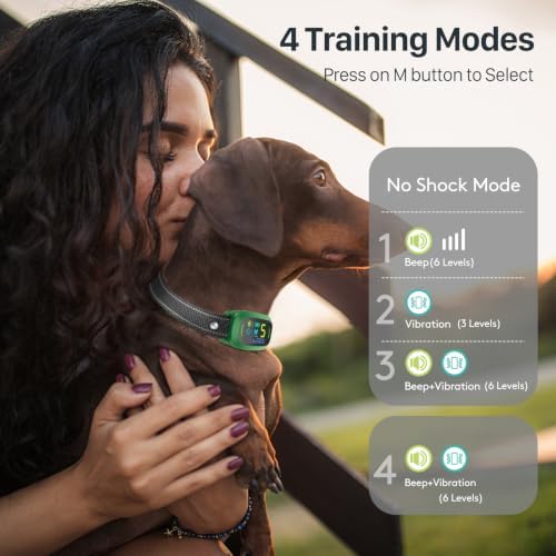 FAFAFROG Dog Bark Collar, Rechargeable Smart Collar, Anti Barking Training Collar with 5 Adjustable Sensitivity Beep Vibration, Bark Collar for Large Medium Small Dogs (Green)
