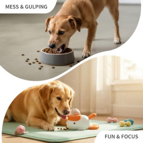 Duck Shaped Dog Treat Dispenser, Interactive Pet Puzzle Feeder Toy, Automatic Pet Food Launcher for Cats, Relieves Boredom, Encourages Slower Eating