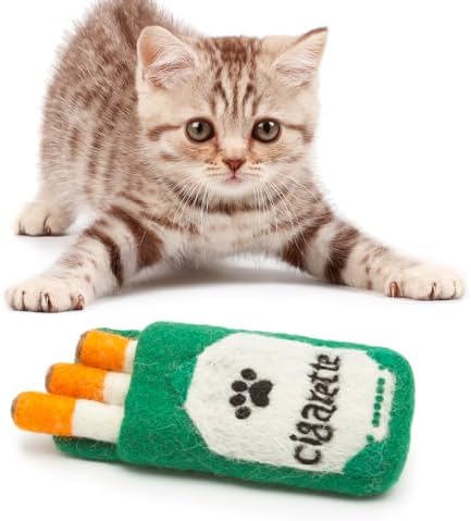 Glaciart One Catnip Joint & Leaf Cat Toy Set | Cat Crack for Funny Kittens, Stimulating Toys for Boredom, Exercise & Play | Filled w/Organic Catnip to Excite/Calm Kitty | Organic Idea