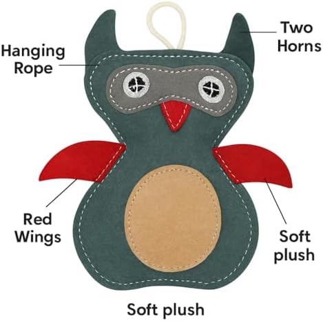 Natural Suede Leather Owl Chew Toy for Dogs & Puppies | Durable and Fun Interactive Toy | Supports Healthy Chewing and Daily Play | Soft Texture for Gentle Teeth