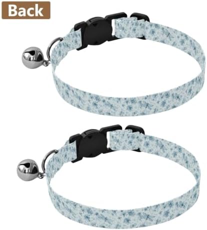 2 Pack Puppy Collar Dragonflies Flowers Blue Decorative Pet Collar with Bell, Adjustable 10.6 to 17.1 Inches