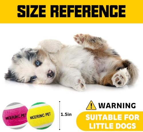 HOCTRAKA, NICERINC PET X-Small Dog Tennis Balls Dog Toys Ball 1.5" Pack of 12, Fit Ball Launchers