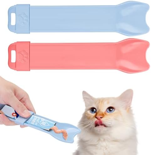 2 Pcs Cat Strip Feeders, Strip Squeeze Spoon for Wet Food Liquid Snack