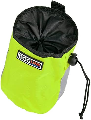 Dogline Dog Treat Pouch: Puppy Training Bag, Pet Kibbles and Snacks Holder, Litter Waste Bags Dispenser with Adjustable Drawstring Closure, Large Capacity with Mesh Pocket, Strong Nylon Material