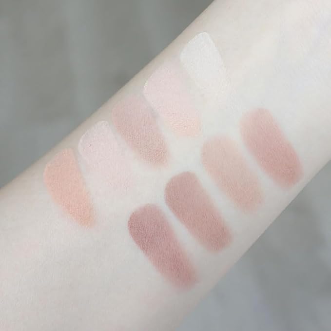 9 Colors Pink Eyeshadow Palette, Matte Nude Neutral Beige Brown Blendable Shades, Daily Eye Shadow Makeup