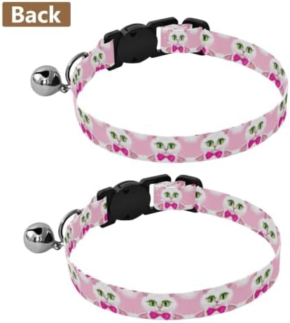 Cute Cats Green Eyes Metal Bell Included Pet Collar 2 Pack Dog Collars for Small Dogs