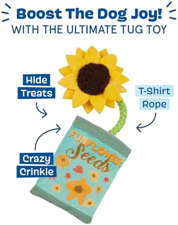 BarkBox Funflower Seeds Dog Toy - Toy for Extra Small to Medium Dogs