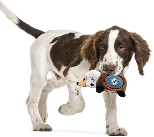 NFL Miami Dolphins Plush Hedgehog Toy for Dogs & Cats, Cool Soft Pet Toy for Fun and Interactive Play, Dog Chew Toy with Squeaker, Licensed Hot Pet Toy