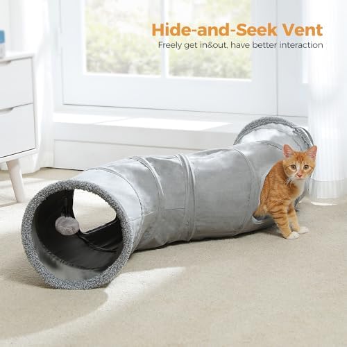PAWZ Road Cat Tunnel S Shape Cat Tunnels for Large & Indoor Cats 51”Long