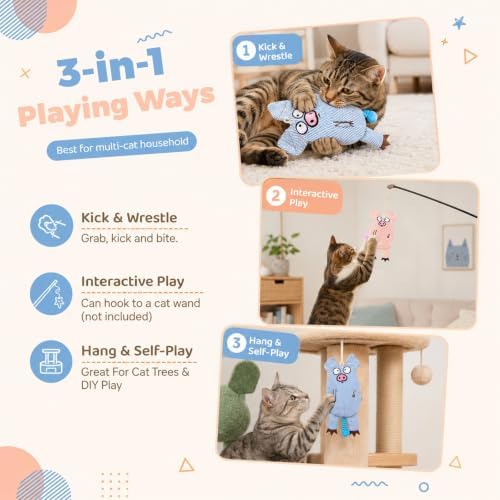 Cat Toys for Indoor Cats, 2 PCS 8000mg A+Natural Catnip Silvervine Crinkle