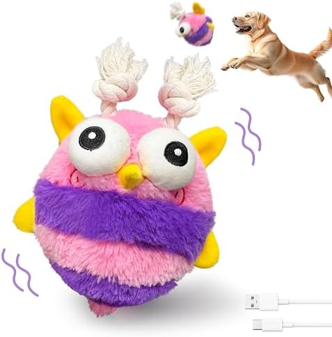GUKCO Moving Dog Toys, Rechargeable Interactive Plush Toy with Motion Ball | Music, Recording & Silent Modes, Self-Play Toy for Small, Medium & Large Dogs to Keep Them Entertained(Bee)