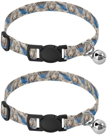 White Tigers Metal Bell Included Cat Collars 2 Pack Collar for Kitten