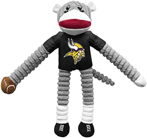 Littlearth NFL Minnesota Vikings Sock Monkey Pet Toy, Team Color, One Size