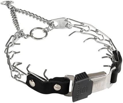 Herm Sprenger 2.25mm Prong Collar for Dog Training with Adjustable Length & Easy Quick Release Cliclock & Swivel Ring for Small/Medium Dogs (13-19" Neck)