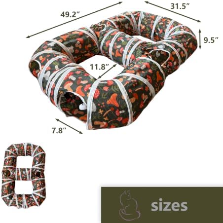 8-Shaped Cat Tunnel Toy Interactive Foldable Playhouse Maze Toys for Cats, Kittens, Rabbits & Small Pets with Playing Balls Collapsible Play Tube for Indoor Fun & Exercise (Brown)