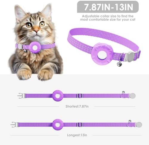 GPS Tracker for Cats (iOS Only), Cat Tracker, Real-Time Location Pet Tracker, No Monthly Fee GPS Tracker, Compatible with Apple Find My,Anti-Lost Smart Tag (Purple)