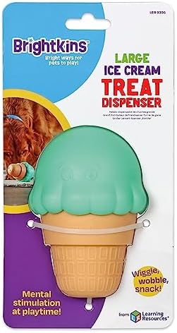 Brightkins Large Ice Cream Cone Treat Dispensers for Dogs - Interactive Dog Toys for All Breeds, Gifts for Dogs (Pack of 2)