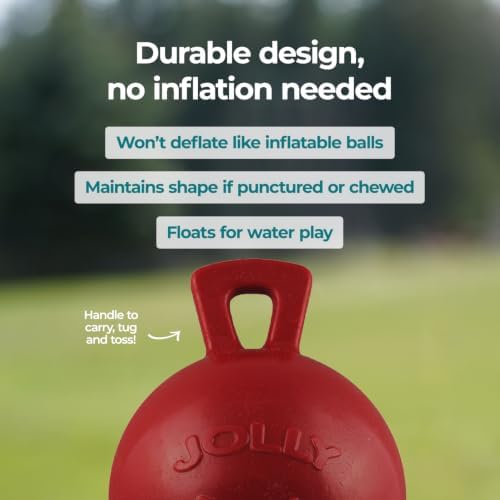 Jolly Pets Tug-n-Toss Dog Toy Ball with Handle, 10" XL, Red