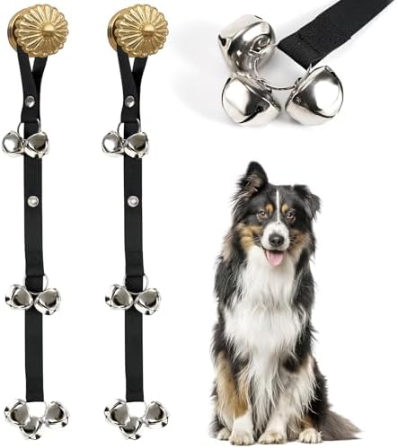 Pack of 2 Upgraded Puppy Bells Doorbells for Door Knob, Dog Bells for Potty Training-Louder Jingle, Bigger Bells for Puppies Pep Doggy Canine Pooch Pet Hound Cat, Cool Unique Gift for Dog Lover