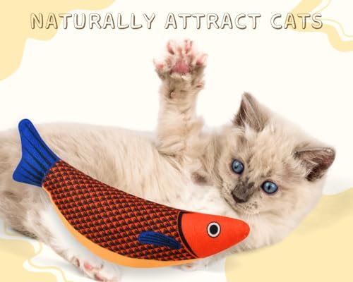 DS.DISTINCTIVE STYLE 3 Pack Catnip Cat Toys with Subtle Sound - Kicker & Interactive Fish Shapes for Kittens and Adult Cats