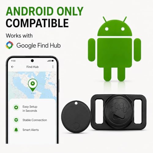 GPS Collar for Dogs (iOS Only) Smart tag,Waterproof Compatible with Apple Find My,No Monthly Fee,Advanced Tracking Solution Smart Collar for Pet Safety Ideal Small Large Dogs (Android Tracker for Dog)